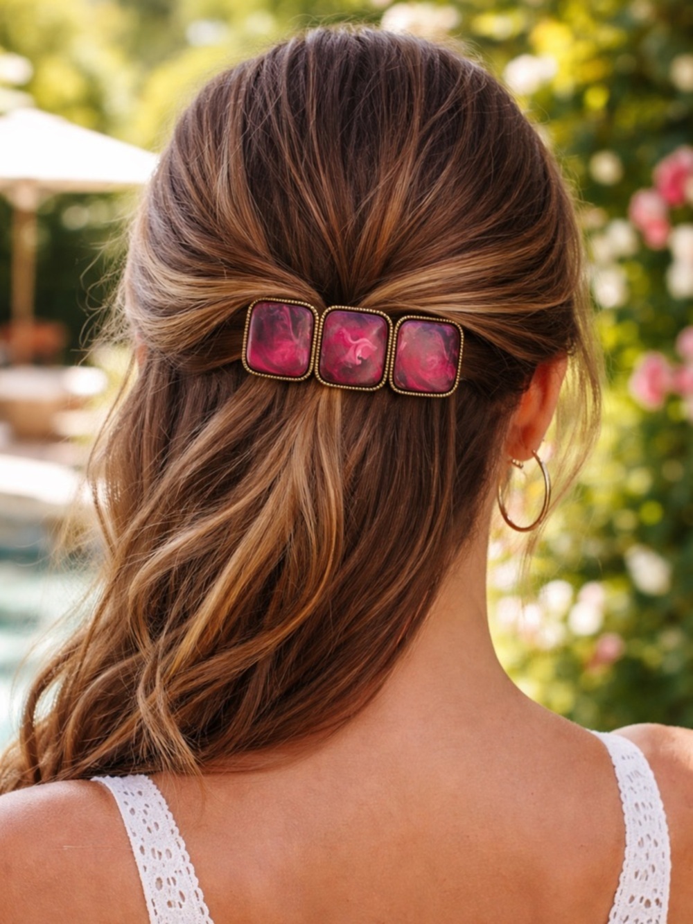 Vintage Marbled Berry Barrette